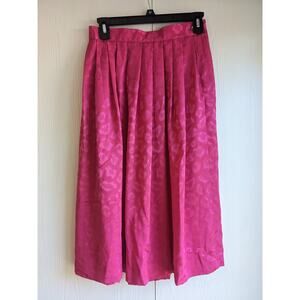Loubella Women's Floral Pink Elastic Waist Midi Polyester Skirt Size 8